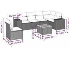 Sofa Sofos komplektas su pagalvėlėmis, 7 dalių, smėlio, poliratanas
