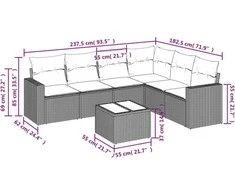 Sofa Sofos komplektas su pagalvėlėmis, 7 dalių, smėlio, poliratanas