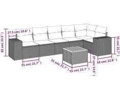 Sofa Sofos komplektas su pagalvėlėmis, 7 dalių, smėlio, poliratanas