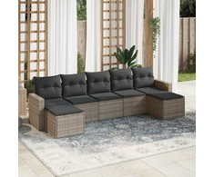 Sofos komplektas su pagalvėlėmis, 7 dalių, pilkas, poliratanas