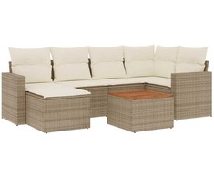 Sofa Sofos komplektas su pagalvėlėmis, 7 dalių, smėlio, poliratanas