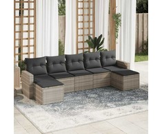 Sofa Sofos komplektas su pagalvėlėmis, 7 dalių, pilkas, poliratanas