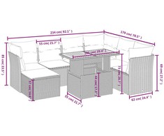 Sofa Sofos komplektas su pagalvėlėmis, 8 dalių, smėlio, poliratanas