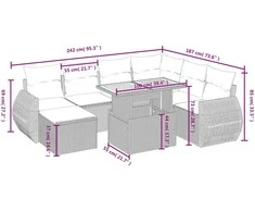 Sofa Sofos komplektas su pagalvėlėmis, 8 dalių, smėlio, poliratanas