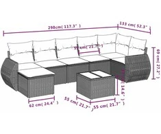 Sofa Sofos komplektas su pagalvėlėmis, 8 dalių, smėlio, poliratanas