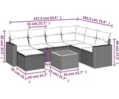 Sofa Sofos komplektas su pagalvėlėmis, 8 dalių, smėlio, poliratanas