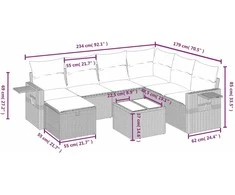 Sofa Sofos komplektas su pagalvėlėmis, 8 dalių, smėlio, poliratanas
