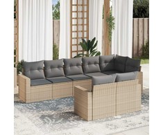 Sofa Sofos komplektas su pagalvėlėmis, 8 dalių, smėlio, poliratanas