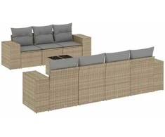 Sofa Sofos komplektas su pagalvėlėmis, 8 dalių, smėlio, poliratanas