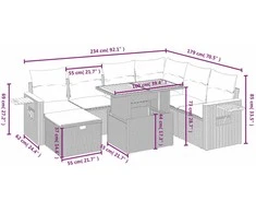 Sofa Sofos komplektas su pagalvėlėmis, 8 dalių, smėlio, poliratanas