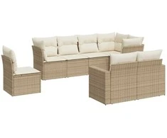 Sofa Sofos komplektas su pagalvėlėmis, 8 dalių, smėlio, poliratanas