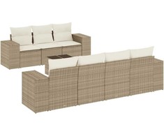 Sofa Sofos komplektas su pagalvėlėmis, 8 dalių, smėlio, poliratanas