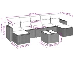 Sofa Sofos komplektas su pagalvėlėmis, 8 dalių, smėlio, poliratanas