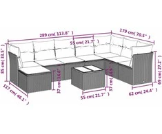 Sofa Sofos komplektas su pagalvėlėmis, 9 dalių, pilkas, poliratanas