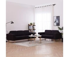 Sofa Sofų komplektas, 2d., juodas, audinys