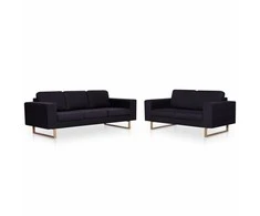 Sofa Sofų komplektas, 2d., juodas, audinys