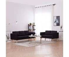 Sofa Sofų komplektas, 2d., juodas, audinys