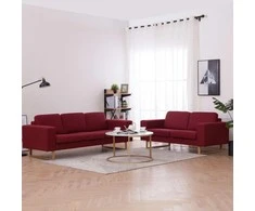 Sofa Sofų komplektas, 2d., vyno raud. sp., audinys