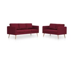 Sofa Sofų komplektas, 2d., vyno raud. sp., audinys