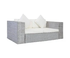 Sofa Sofų komplektas su pagalvėlėmis, 2 d., pilk. sp., nat. ratanas
