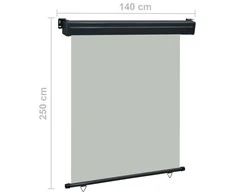Šoninė balkono markizė, pilka, 145x250 cm