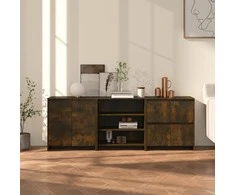 Šoninė spintelė, 3 dalių, dūminio ąžuolo, apdirbta mediena