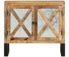 Šoninė spintelė, 80x30x71cm, neapdorotas mango masyvas/metalas