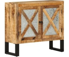 Šoninė spintelė, 80x30x71cm, neapdorotas mango masyvas/metalas