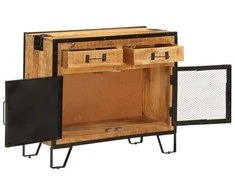Šoninė spintelė, 80x31x66cm, neapdorotas mango masyvas/metalas