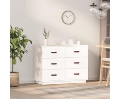 Šoninė spintelė, balta, 100x40x75cm, pušies medienos masyvas
