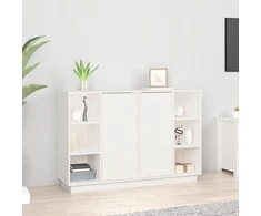 Šoninė spintelė, balta, 120x35x80cm, pušies medienos masyvas