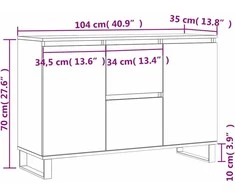 Šoninė spintelė, dūminio ąžuolo, 104x35x70cm, apdirbta mediena
