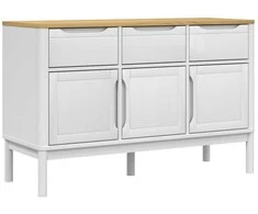 Šoninė spintelė FLORO, balta, 114x43x74cm, pušies masyvas