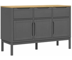 Šoninė spintelė FLORO, pilka, 114x43x74cm, pušies masyvas