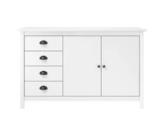 Šoninė spintelė Hill, balta, 130x40x80cm, pušies masyvas