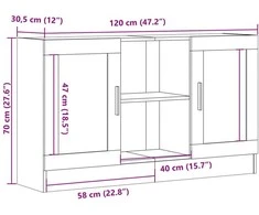 Šoninė spintelė, medienos, 120x30,5x70cm, apdirbta mediena