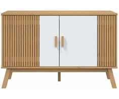 Šoninė spintelė OLDEN, balta/ruda, 114x43x73,5cm, pušis