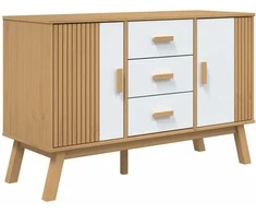 Šoninė spintelė OLDEN, balta/ruda, 114x43x73,5cm, pušis
