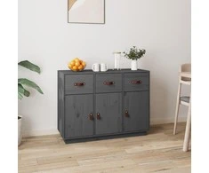 Šoninė spintelė, pilka, 100x40x75cm, pušies medienos masyvas