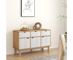 Šoninė spintelė OTTA, ruda/balta, 114x43x73,5cm, pušies masyvas