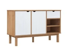 Šoninė spintelė OTTA, ruda/balta, 114x43x73,5cm, pušies masyvas