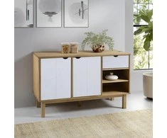 Šoninė spintelė OTTA, ruda/balta, 114x43x73,5cm, pušies masyvas