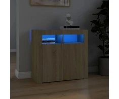 Šoninė spintelė su LED apšvietimu, ąžuolo spalvos, 80x35x75cm
