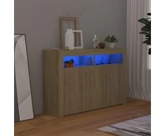Šoninė spintelė su LED apšvietimu, ąžuolo, 115,5x30x75cm