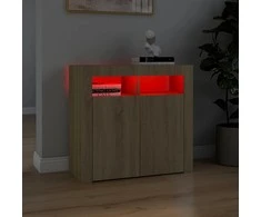 Šoninė spintelė su LED apšvietimu, ąžuolo spalvos, 80x35x75cm