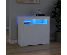 Šoninė spintelė su LED apšvietimu, baltos spalvos, 80x35x75cm