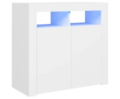 Šoninė spintelė su LED apšvietimu, baltos spalvos, 80x35x75cm