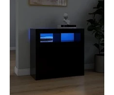Šoninė spintelė su LED apšvietimu, juodos spalvos, 80x35x75cm