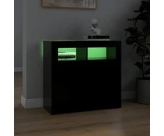 Šoninė spintelė su LED apšvietimu, juodos spalvos, 80x35x75cm