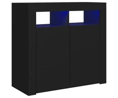 Šoninė spintelė su LED apšvietimu, juodos spalvos, 80x35x75cm